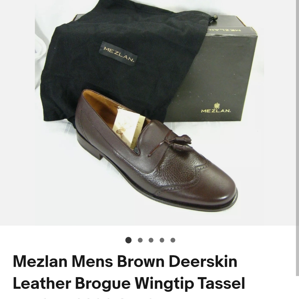 Mezlan Men's Brown Leather Wingtip Tassel Loafers